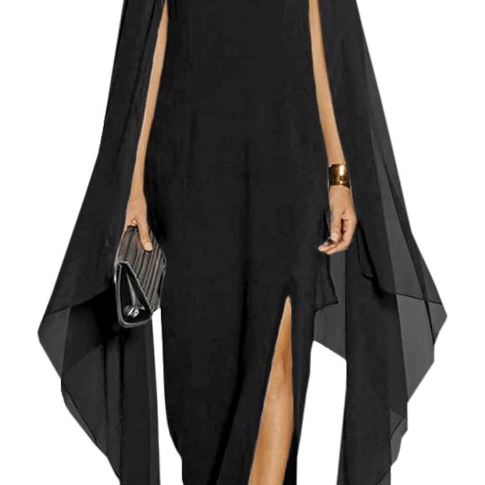 Elegant Black Cape Dress